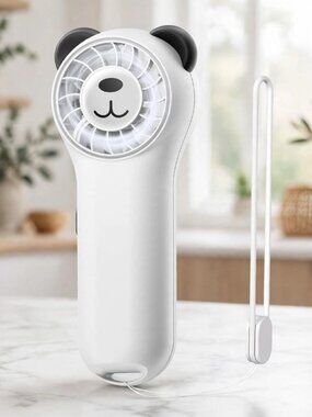 Cute Bear Mini Handheld Portable Fan 11000RPM Rechargeable - White
